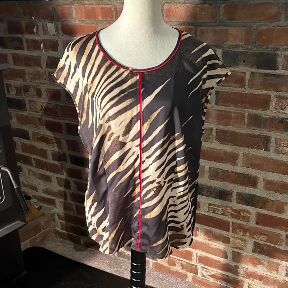 Basler Zebra Print Women's Top with Red Accents